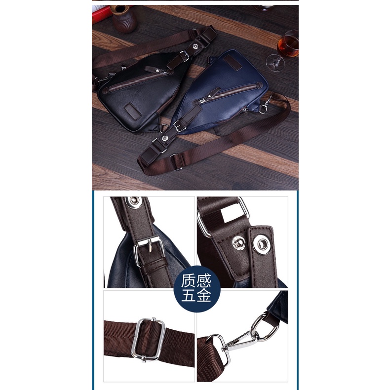 ORIGINAL IMPOR 5007 TAS DADA PUNGGUNG SELEMPANG PRIA BAHAN KULIT TAHAN PERCIKAN AIR HUJAN