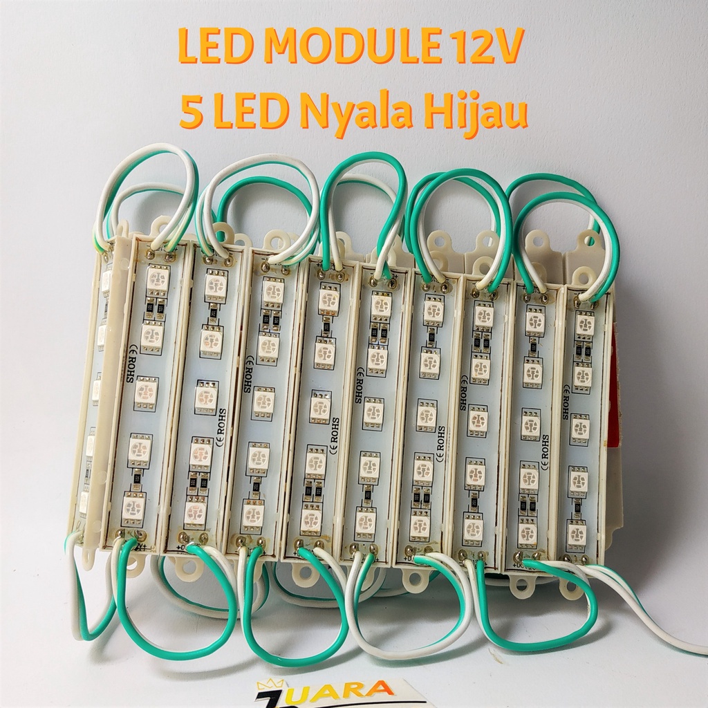 LED MODULE 12V 5 LED Nyala Hijau | LED Module 12 Volt 5 Mata Warna Hijau