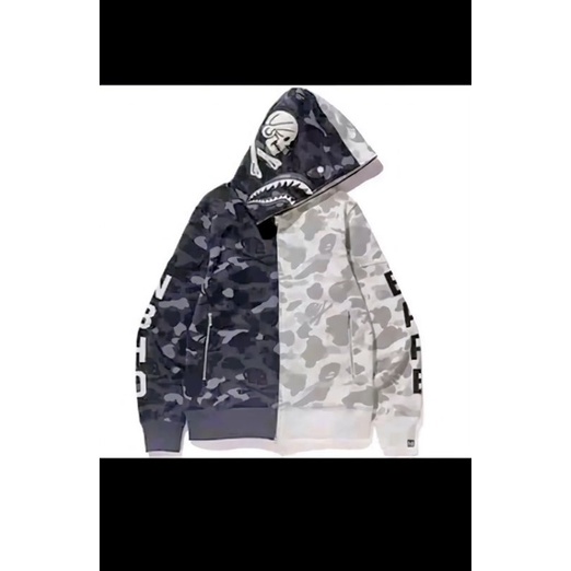 Hoodie bape camo split shark full zip