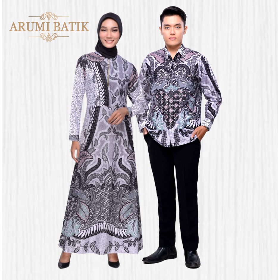 Sarimbit Batik Keluarga Gamis Muslim Busui Syari Noora M - 5L JUMBO