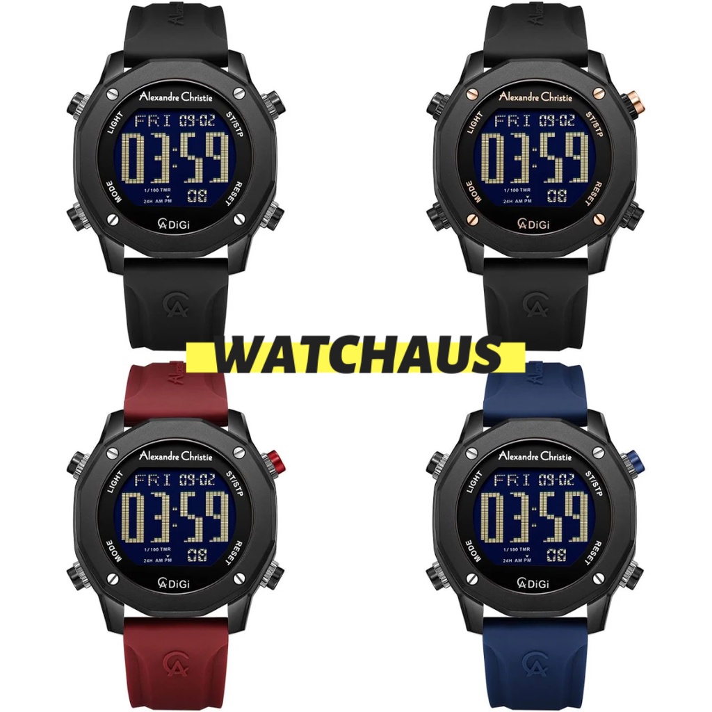 JAM TANGAN PRIA ALEXANDRE CHRISTIE AC9377 AC 9377 MHR DIGITAL RUBBER STRAP