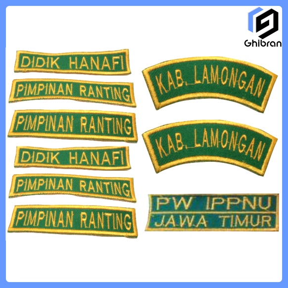 Nama dada IPNU/IPPNU kuning hijau-bordir nama dada hijau kuning