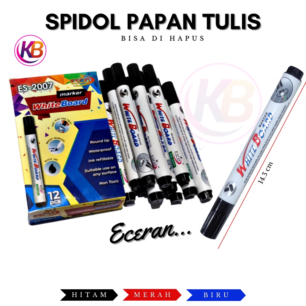 

Spidol Besar Papan Tulis Whiteboard Marker / Spidol Esco Es-2007 Whiteboard Non Permanent / 1 Pcs / Toko Gemilang