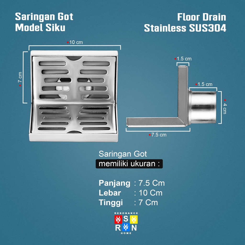 Saringan Got Siku SUS 304 / Elbow Floor Drain Resonance Home