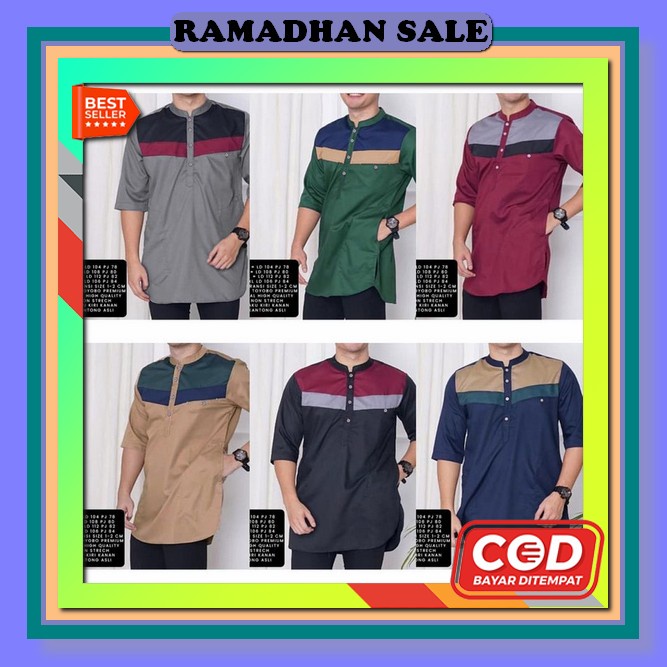Baju Koko Kurta Dewasa Lengan Pendek Kode Cakra Bahan Toyobo Lengan Pendek New Arrival [Ndrex Koko X