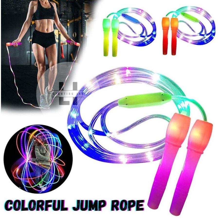 Lompat Tali Anak Skipping Rope LED / Jump Rope Mainan Anak Olahraga Tali Skipping + LED Rainbow