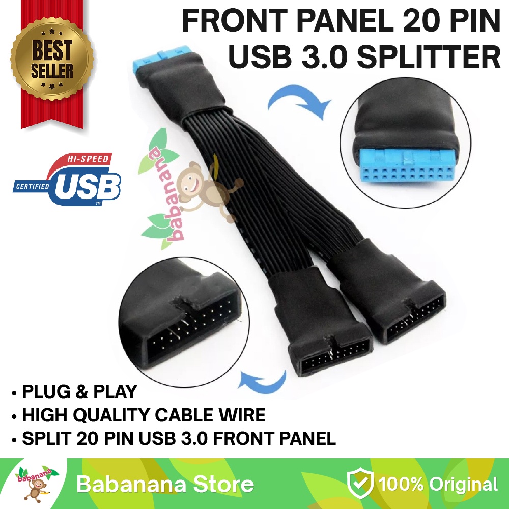 Usb 20 pin splitter 3.0 20pin motherboard cabang hub kabel cable