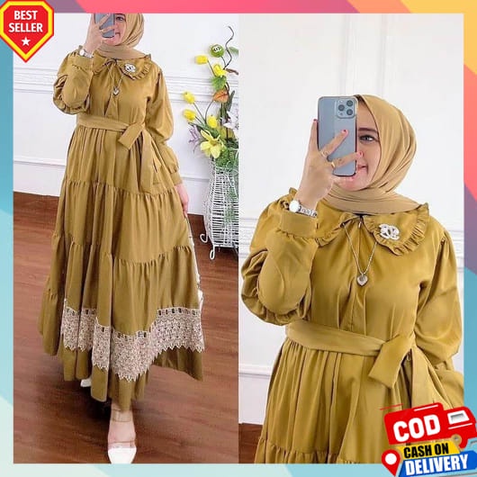 Gamis Dewasa Elegan Games Lebaran 2023 Model Terbaru Longdres Wanita Simpel Games2021 Seragam Abaya 