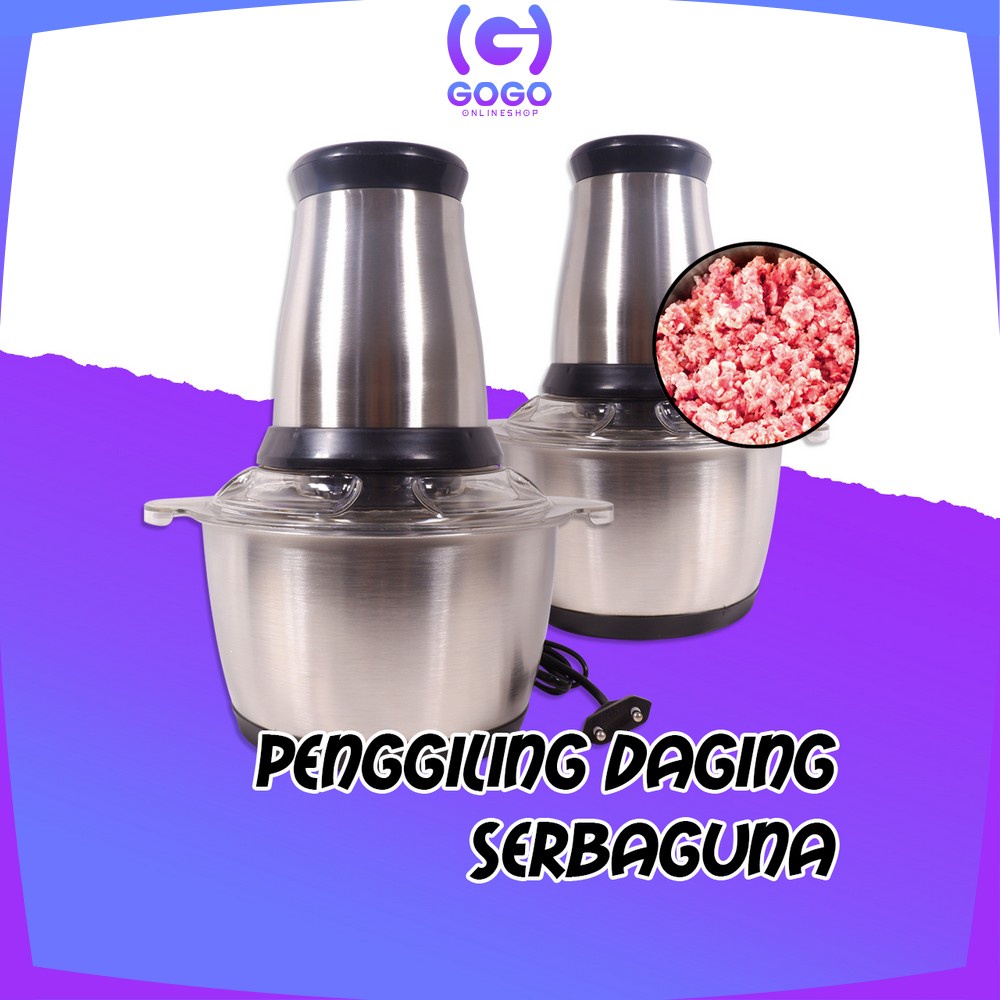 GOGO-C499 Penggiling Daging Serbaguna Chopper Daging 2L / Blender Elektrik Stainless Steel Multifungsi / Blender Portable Chopper Meat Grinder