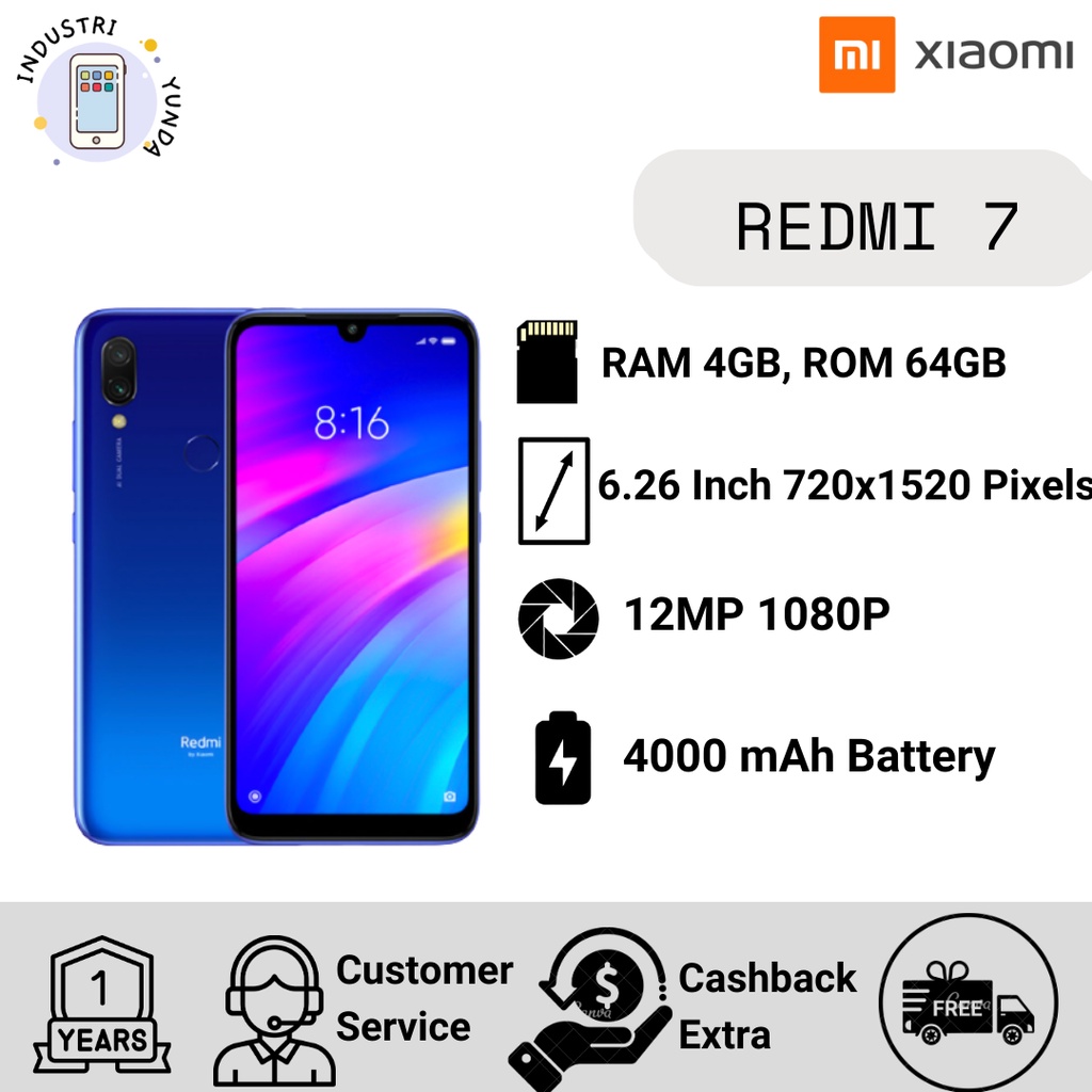 REDMI 7 3/32 GB - 4/64 GB GARANSI DISTRIBUTOR 1 TAHUN