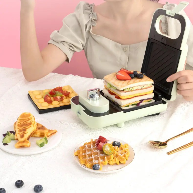 Multifunction Electric Mini Waffle Makers Sandwich Maker Pembuat Sandwich dan Waffle