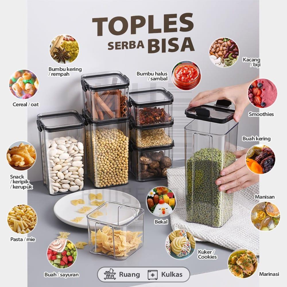 Paket Hemat Toples Kotak Bening Kontainer Snack Toples Plastik serbaguna Kedap Udara Food Storage Termurah