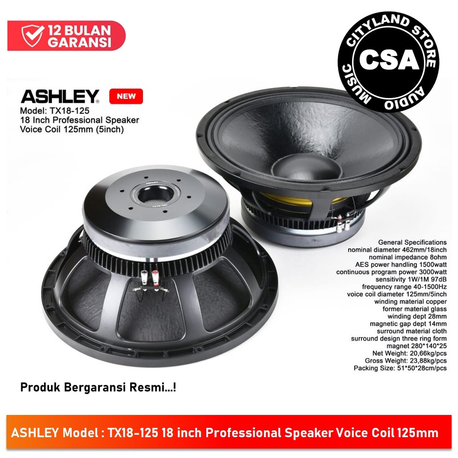 Speaker Component Ashley TX18-125 18inch Original