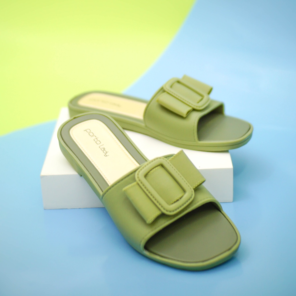 ANT-3 - Porto Leveling Sandal Selop Wanita Korea Flat Karet Nyaman Empuk Casual Terbaru Porto Lady