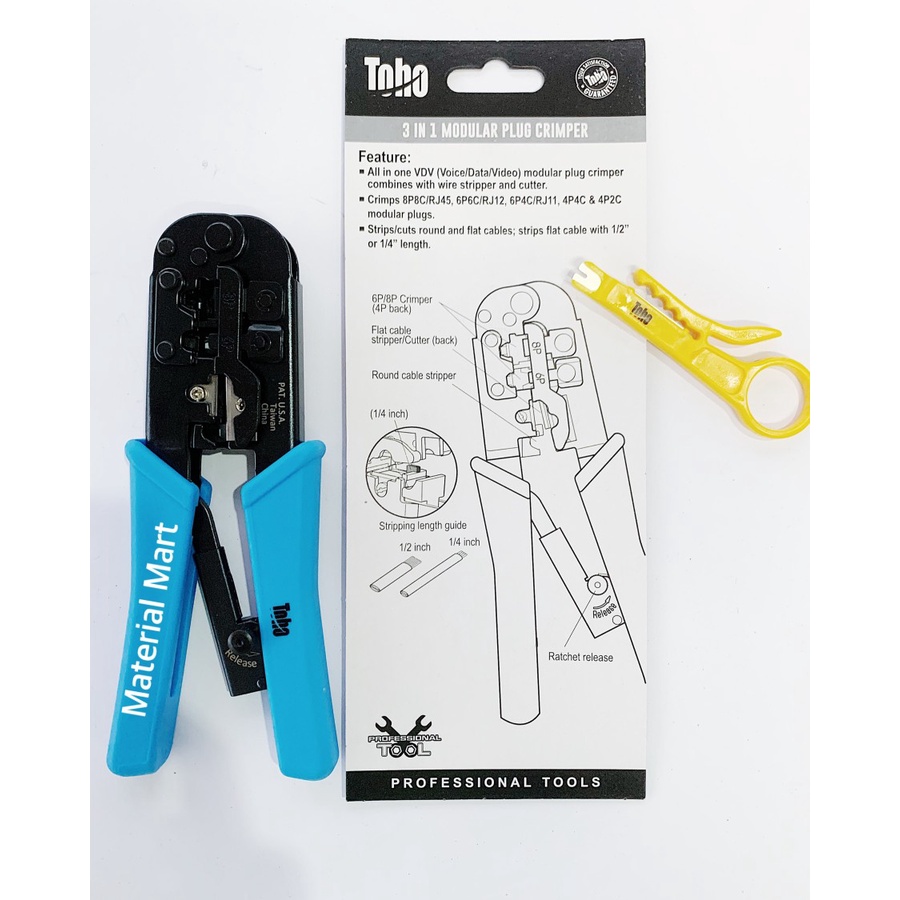 Tang Kupas Crimping TOHO PREMIUM Tool 3in1 Modular Plug Crimper ORI | Material Mart