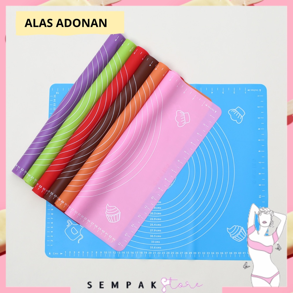 SS Alas Adonan Tatakan Rolling dengan Silikon Anti-Lengket Baking Mat Talenan Giling Gilas Rolling Adonan Kue Roti Pizza Fondant Silmat Silikon Silicone Kneading Pad Anti Lengket