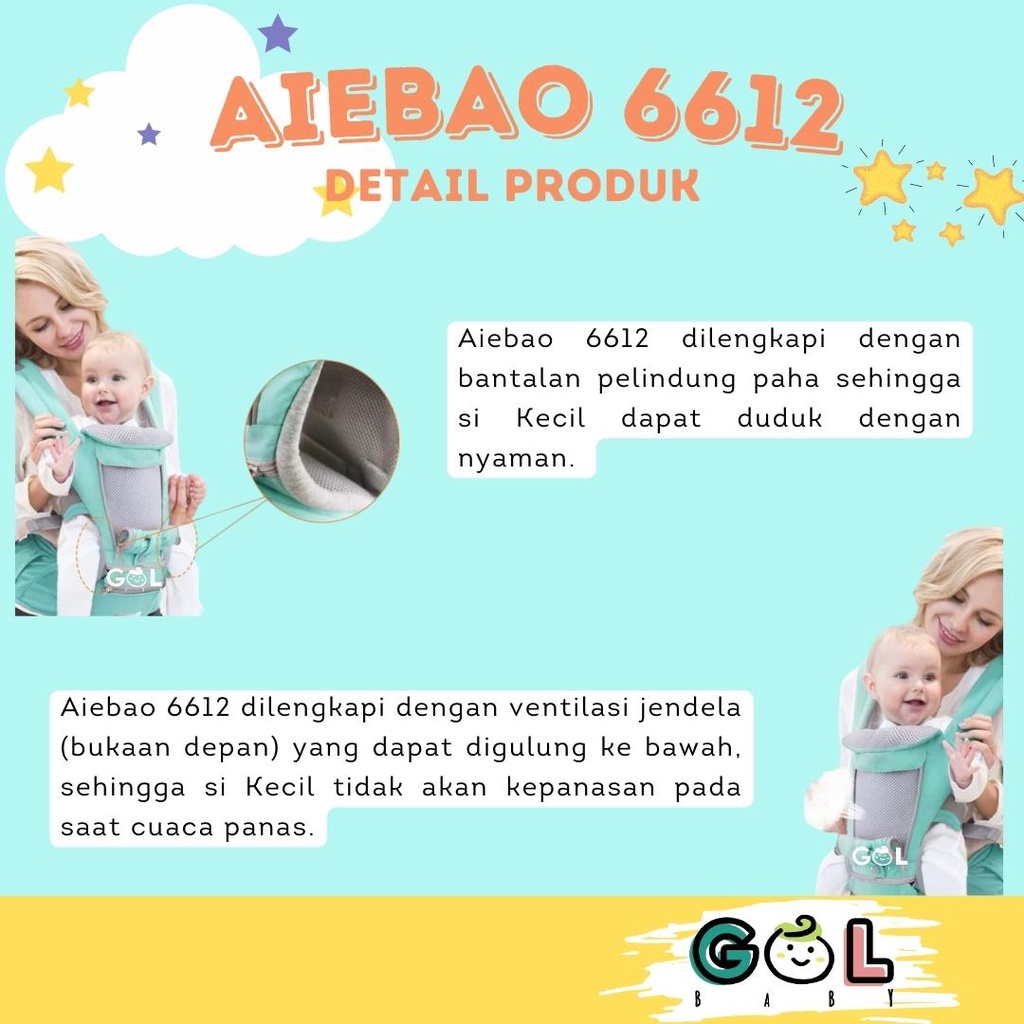 Gendongan Bayi Baby Carrier multifunction 11 in 1 Hipseat Carrier Aiebao 6612 (6626 6627 6629 6636)