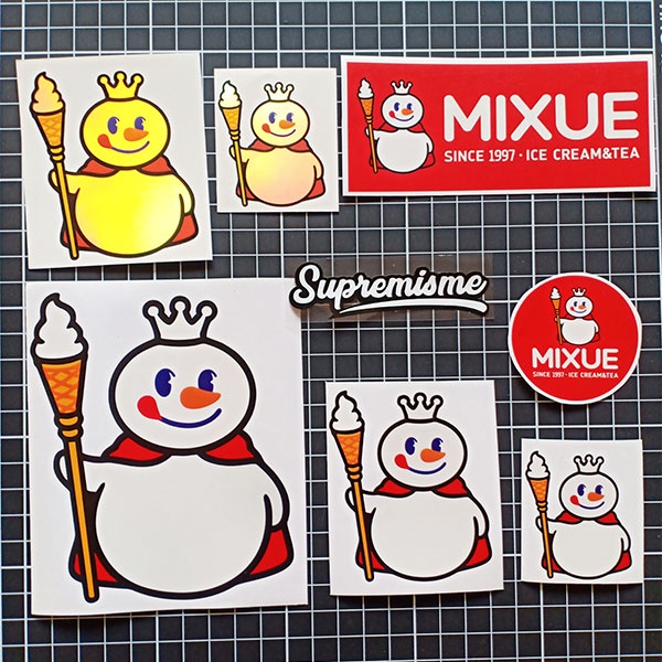 Stiker Mixue Murah | Sticker Ice Cream Mixue | Stiker Logo Mixue untuk Motor dan Mobil | Sticker Print Mixue Maskot