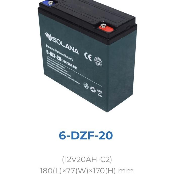 Aki Kering /Aki Sepeda Listrik/ Baterai Vrla Solana 12V 20Ah 6-Dzf-20 Debezzz