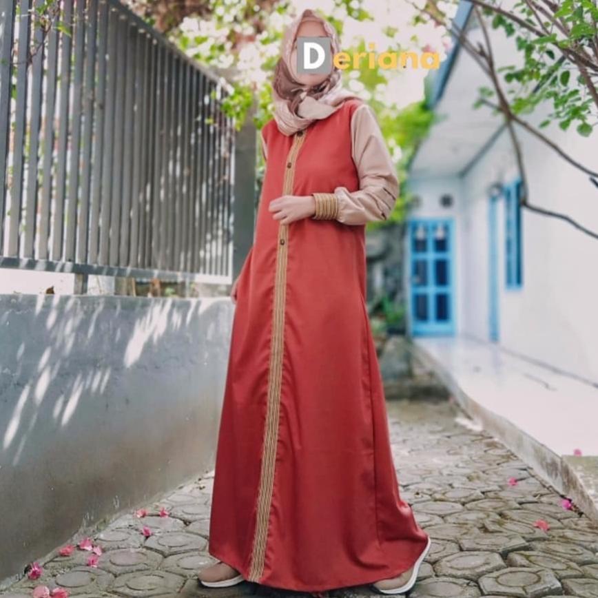 READY STOCK Dress Muslim Casual Modern Wanita Madeleaf Dress Teracotta By Deriana Project Gamis Baha