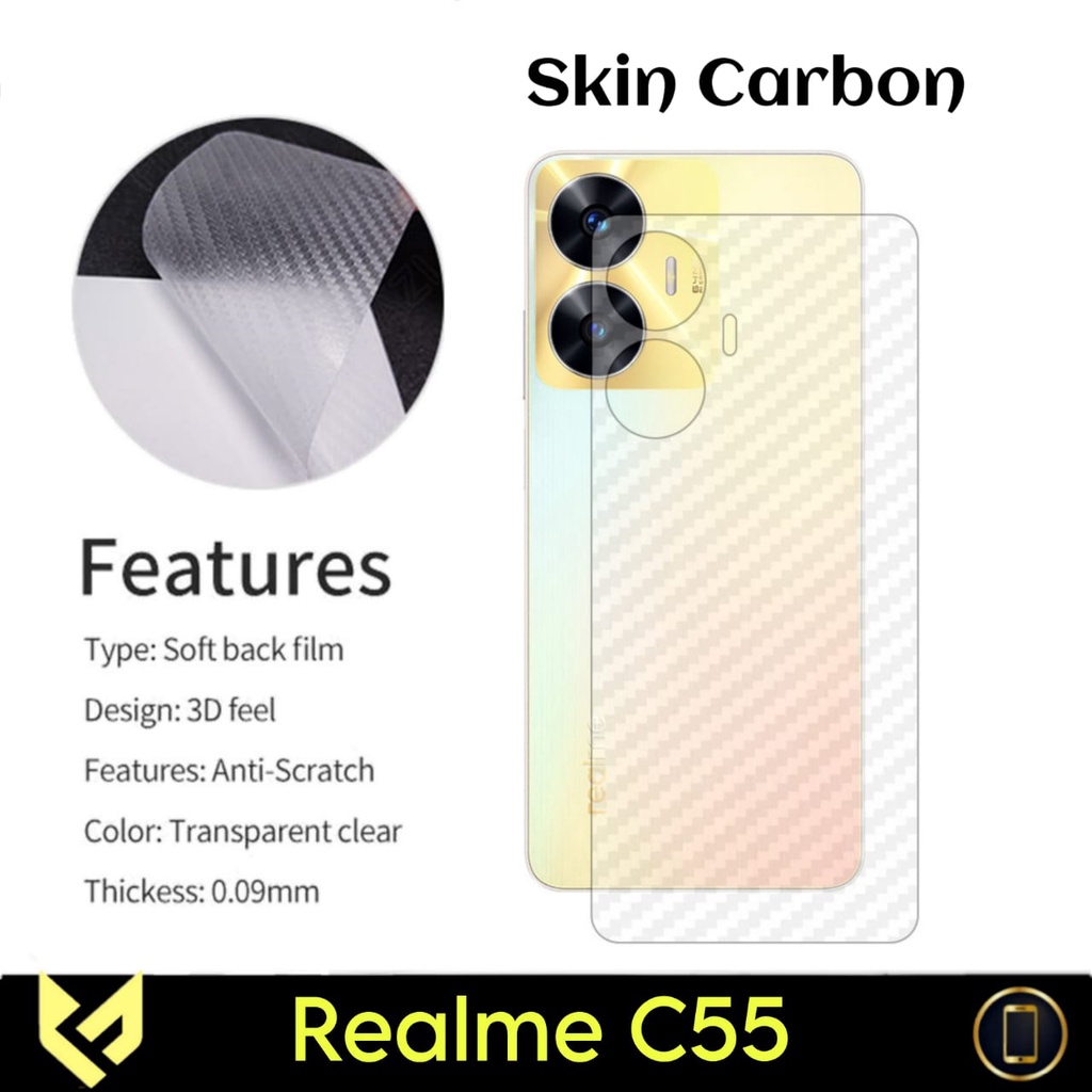 PROMO Paket 4IN1 Case For REALME C55 SoftCase Fusion Free Tempered Glass Layar Warna &amp; Tempered Glass Camera &amp; Garskin Carbon