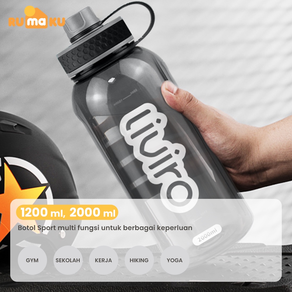 Rumaku Botol Minum Signature Besar Jumbo Sporty 1500 ml dan 2000 ml Silicone Cap Handle Premium