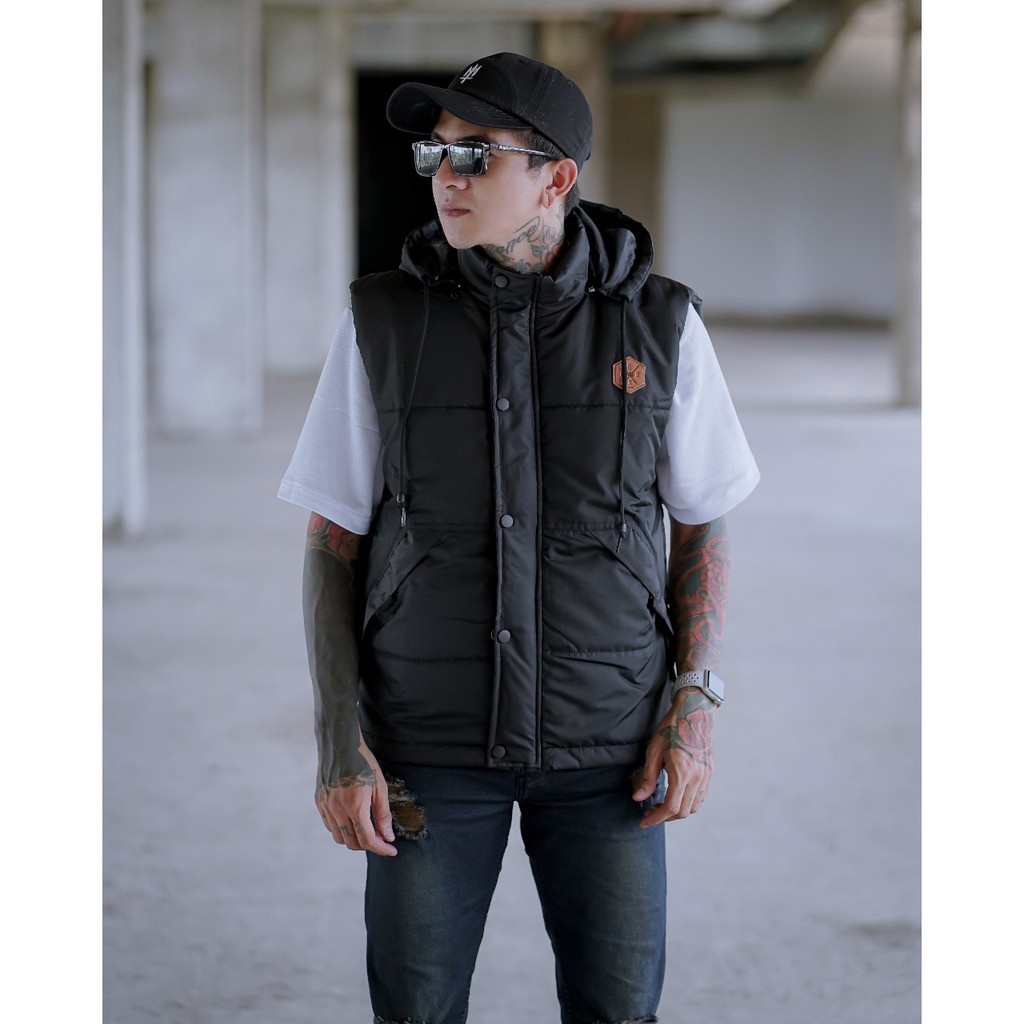 Rompi Hitam Polos BGSR Bahan Parasut Despo Jaket Motoran Pria