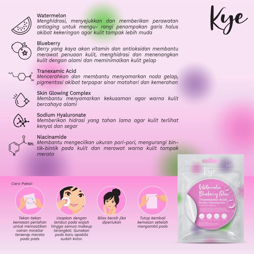 Kye Watermelon Blueberry Glow Micellar Cleansing Pads