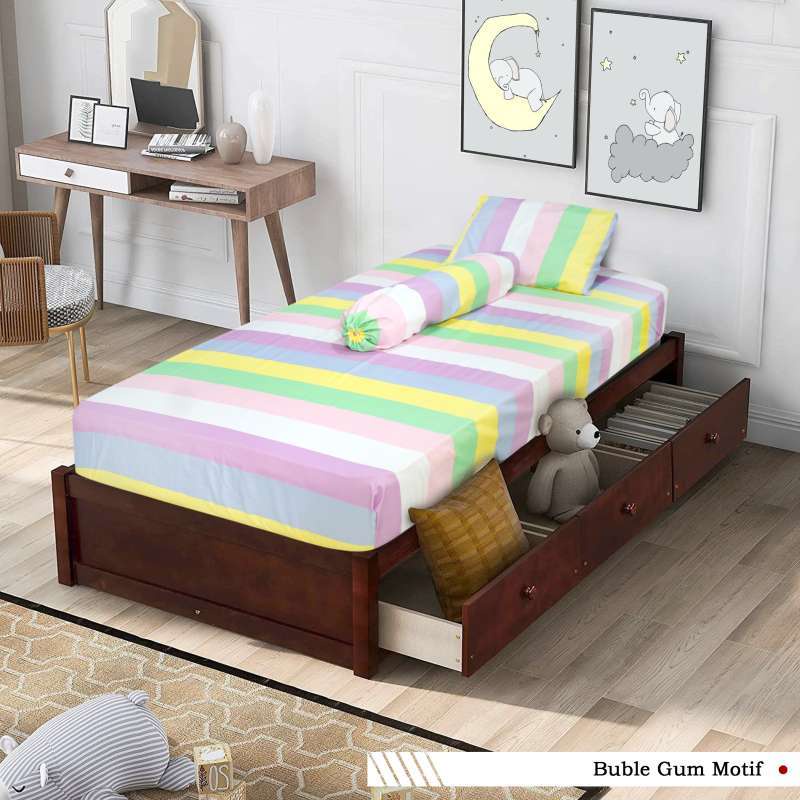 SPREI AESTHETIC MOTIF KOTAK KHAKI | SEPRAI KOTAK ALA KOREA FREE SARBAN SARGUL UKURAN 120X200 90X200