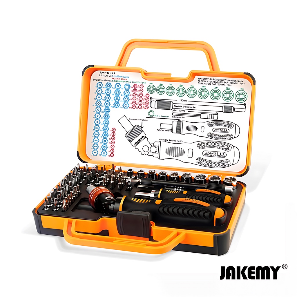 Jakemy 69in1 Obeng Set Hp Torx Triangle Phillips Kunci Sok Screwdriver Set Original JM-6111