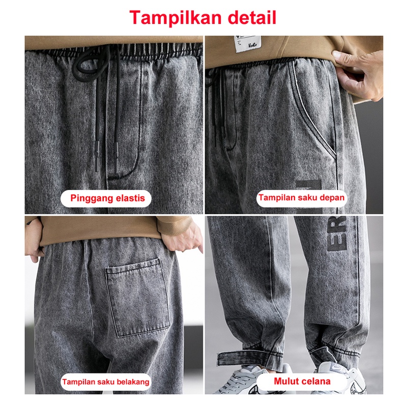 Celana Jeans Pria Celana Lurus Kasual Longgar jeans celana denim panjang pria dewasa celana gombrang korean style pria kulot Baggy pants celana cowo 2023 Tren Baru Fashion