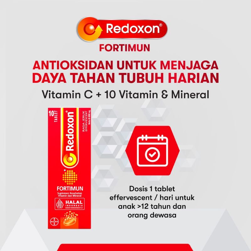 Redoxon Fortimun Vitamin dan Mineral Rasa Jeruk Tube Isi 10 Tablet Effervescent