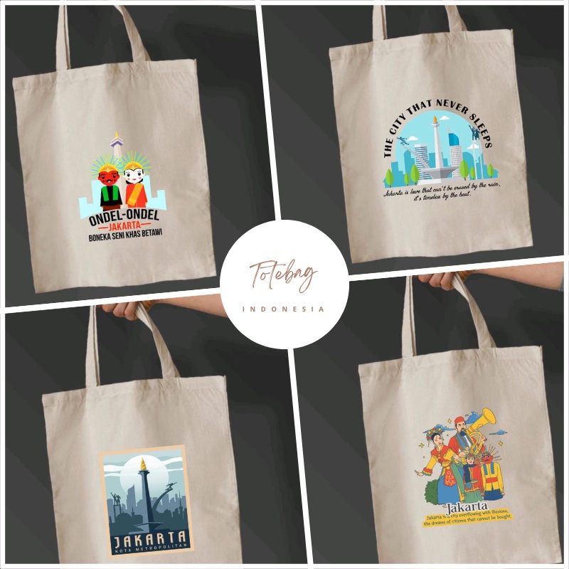 Totebag resleting nuansa jakarta dan bali 30x40cm