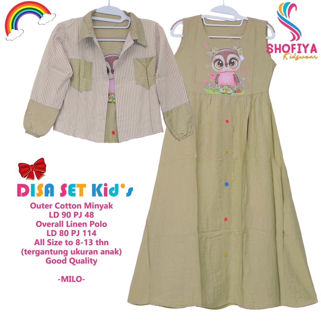 disa set teen kids stelan setelan 1 one set overal baju pakaian maxy maxi gamis syari longdress katu