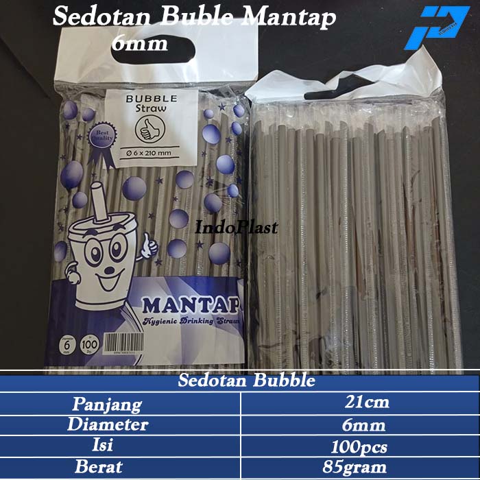Sedotan Bubble / Sedotan Plastik / Sedotan Bubble Mantap Hitam 6mm