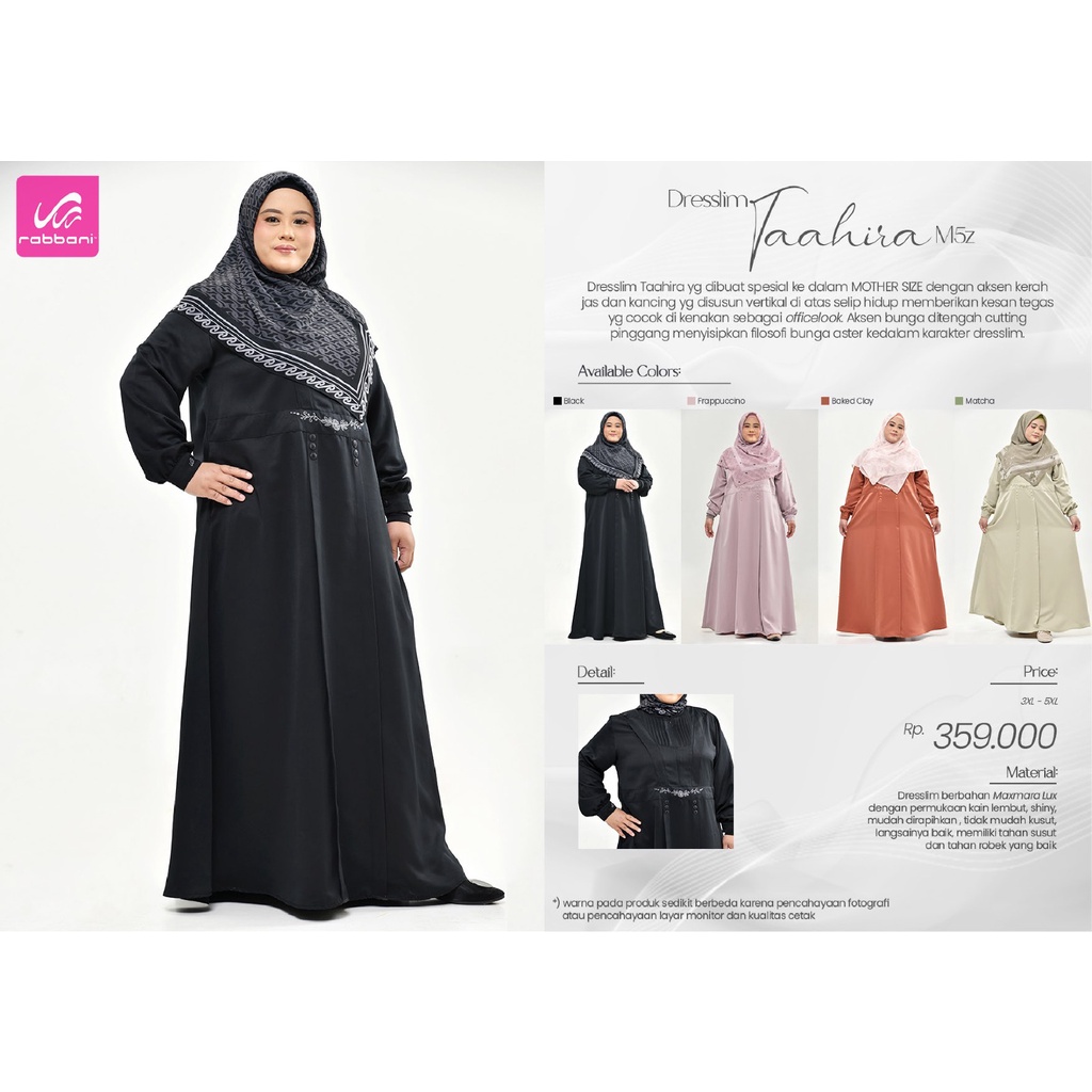 Rabbani - Dresslim Taahira M5Z ( SIze Jumbo ) Gamis Dresslim Rabbani Terbaru