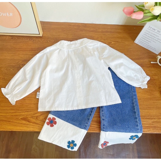 STELAN ANAK CEWEK CUTE TWINSJEANS BUNGA SIZE 100-140