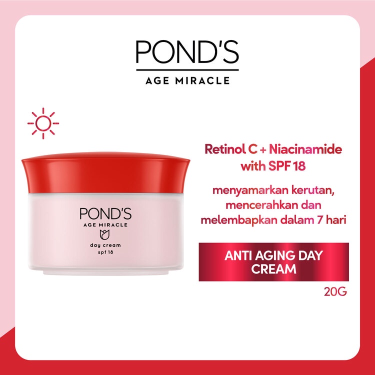 POND'S AGE MIRACLE Day Cream Moisturizer Anti Aging+Glowing with Retinol &amp; SPF18 20G
