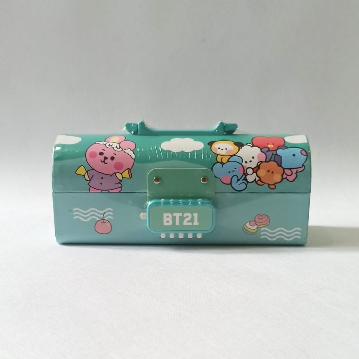 

KT- BOS Kotak Pensil Karton+Kunci Pin/Tempat Pensil/Pencil Case Locker - BT21 TOSCA TERBARU