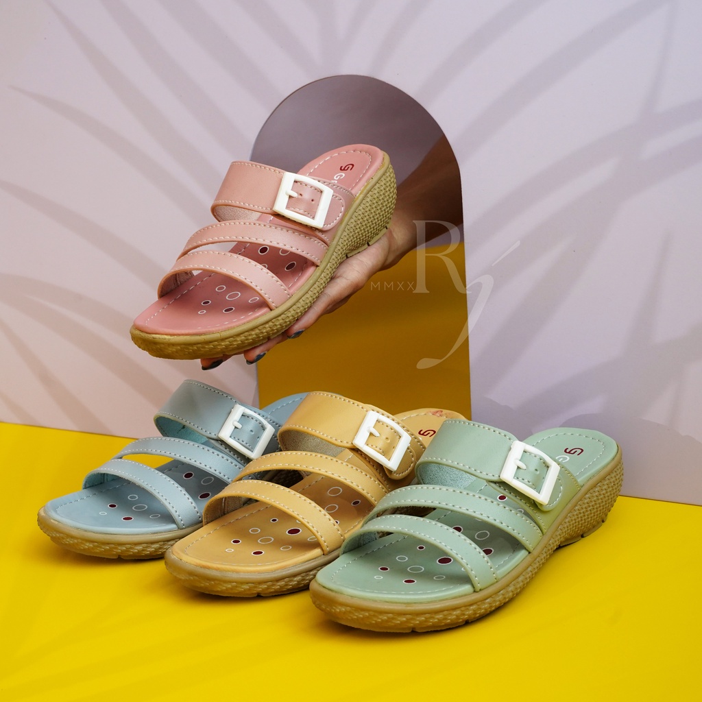 GRACE [CLAUDYA 403] Sandal Wedges Anak Perempuan Sendal Selop Wedges Gesper Anak Perempuan