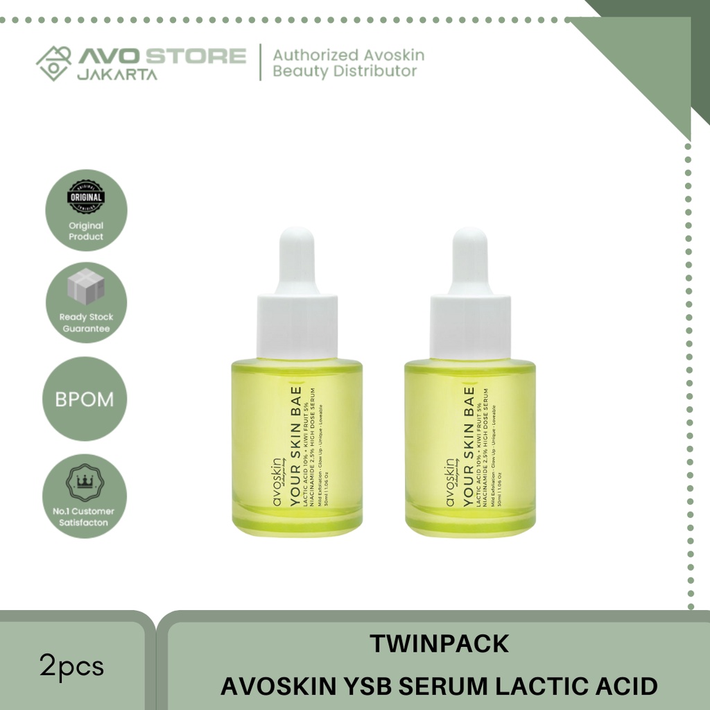 TWIN PACK Avoskin Your Skin Bae Lactic Acid 10% + Kiwi Fruit 5% + Niacinamide 2,5% High Dose Serum