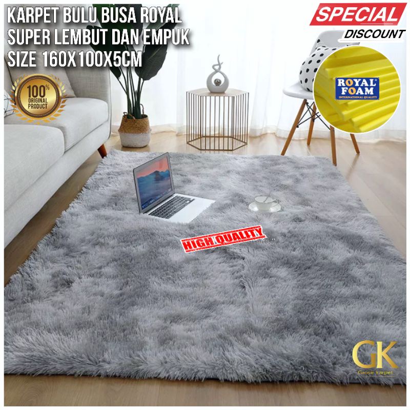 Karpet bulu rasfur busa empuk uk 160x100x5cm