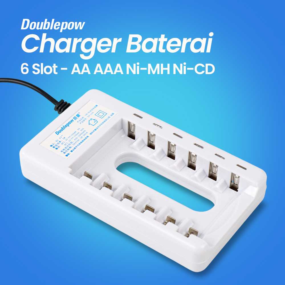 (BISA COD) FTIHSHP Doublepow Charger Baterai 6 slot for AA AAA Ni-MH Ni-CD - DP-U06