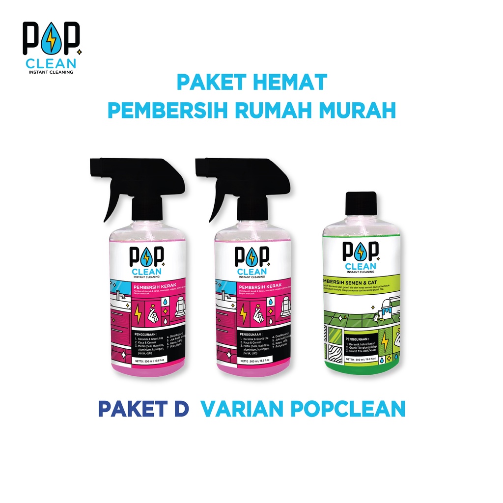 PAKET PEMBERSIH RUMAH MURAH 2BTL PEMBERSIH KERAK DAN 1BTL PEMBERSIH SEMEN POPCLEAN