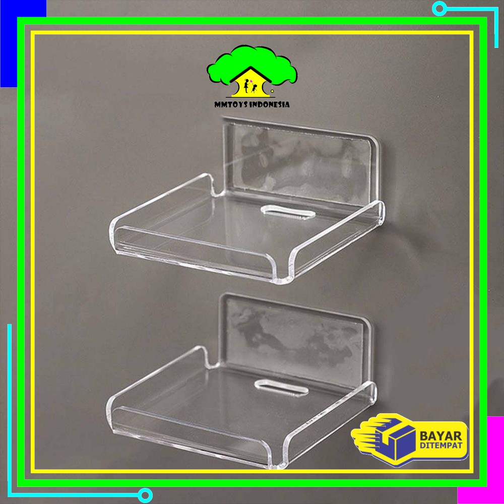 Rr- Mi-K146 Rak Dinding Tempel Dudukan Cctv Serbaguna Bracket Holder Tatakan Transparan / Rak Mini