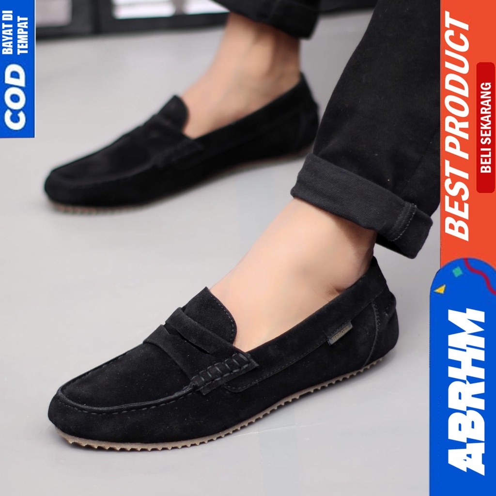 NOAH Sepatu Slip On Pria Sepatu Pria Casual Sepatu Slip Slop Antislip Kerja Kantor Cowok/Cowo Ori Sepatu Kasual Gaya Santai Kuliah Keren Kekinian Murah Original Terlaris