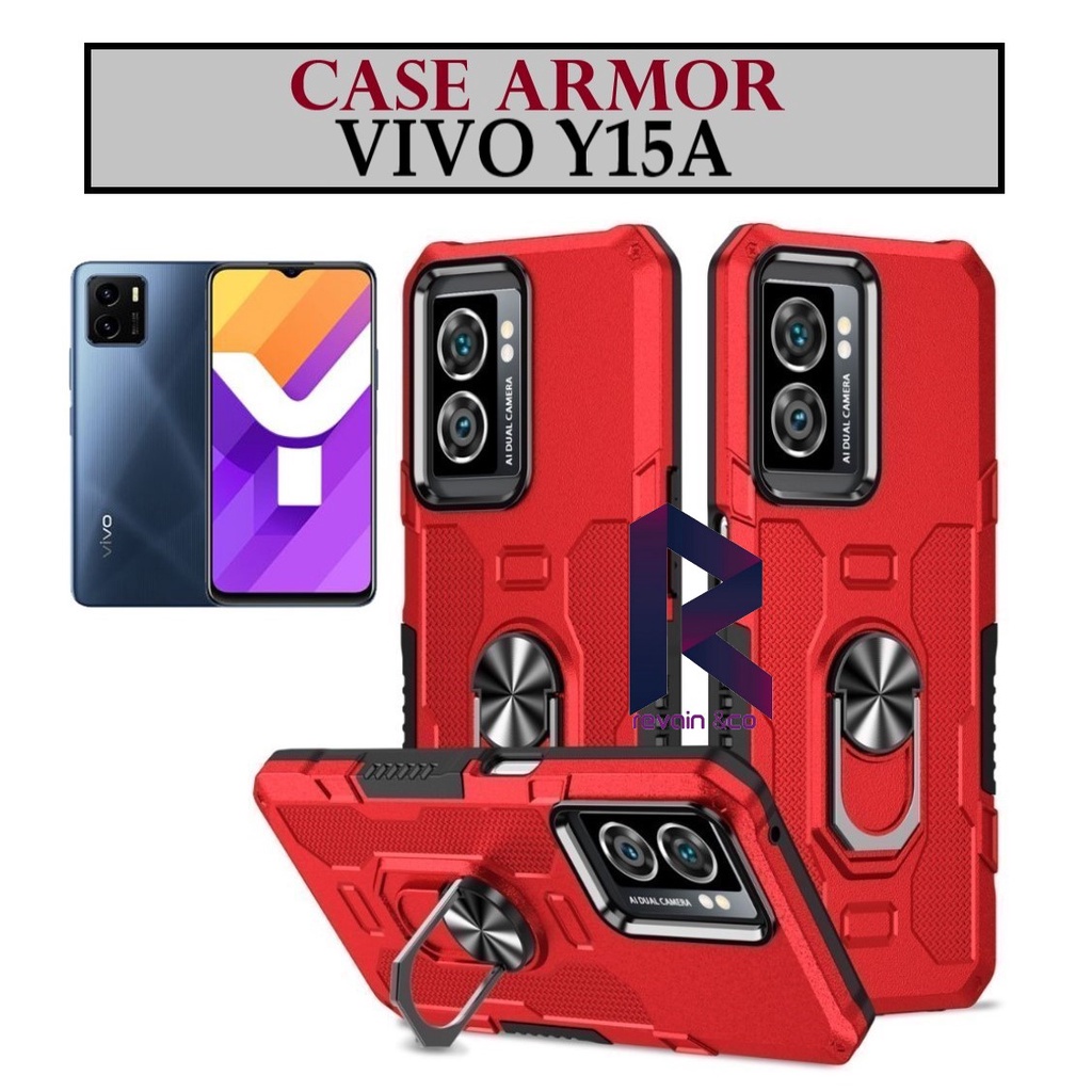 Case Armor VIVO Y15A Iring Cincin Magnetic Kesing Hp Protect kamera Premium Hard Case Standing Robot Pelindung Kamera