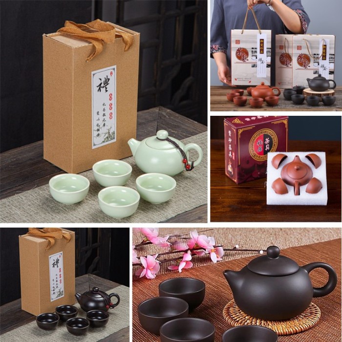 Minum Chinese Tea Cup Set Teapot Cangkir Poci Gift Set Teko Teh Keramik Clay