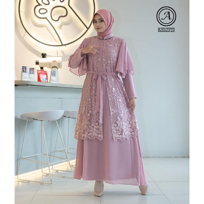 Permata Olshop / Gamis Kebaya Rompi Outer AS / Kebaya Gamis Tulle mix Ceruty / Gamis Pesta Mewah / Gamis Modern / Kebaya Gamis Jumbo / Gamis Lebarann