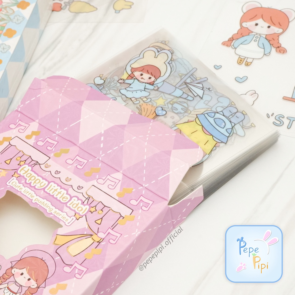 Sticker Senmu Princess Diary Box Kecil Isi 100 Paket Sticker mini lembar stiker jurnaling journal set buku alat tulis sekolah pastel lucu box